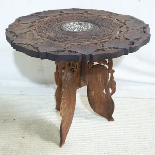 Indian Carved Foliate Side Table