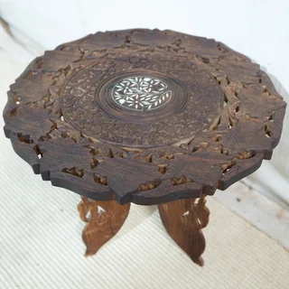 Indian Carved Foliate Side Table