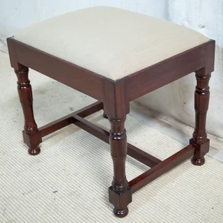 Mahogany &amp; Upholstered Stool