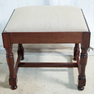 Mahogany &amp; Upholstered Stool