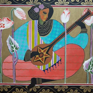 Original Lady &amp; Sitar Artwork