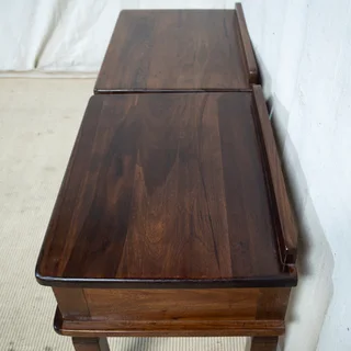 Pair of Solid Afromosia Wood Pedestal Tables