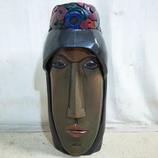 Large Wooden Female Head Statue