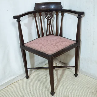 Edwardian Mahogany Inlaid Corner Chair