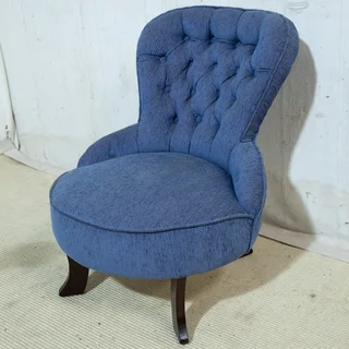 Blue Buttonback Boudoir Chair