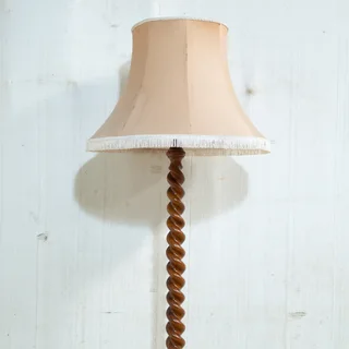 Teak Sugar Barley Twist Standing Lamp