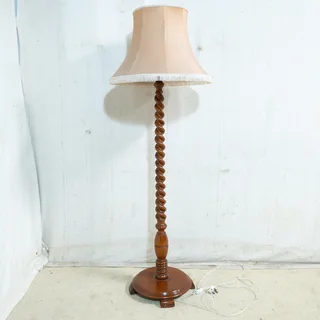 Teak Sugar Barley Twist Standing Lamp