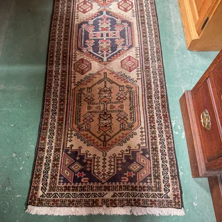 Geometric Shapes Authentic Persian Runner 308 cm x 73 cm