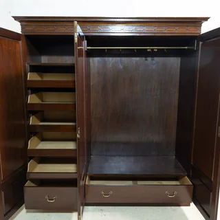 Edwardian Solid Mahogany 3-Door Wardrobe