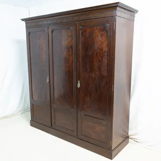 Edwardian Solid Mahogany 3-Door Wardrobe