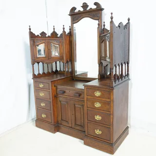 Rare Victorian European Oak Dressing Table