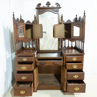 Rare Victorian European Oak Dressing Table