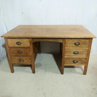 Large Solid Meranti 6-Drawer Desk