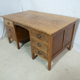 Large Solid Meranti 6-Drawer Desk