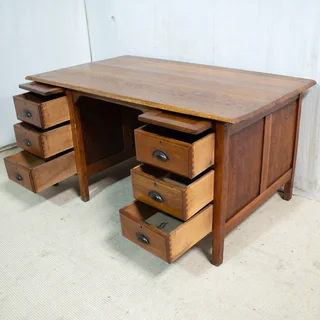 Solid Oak 6 Drawer Desk