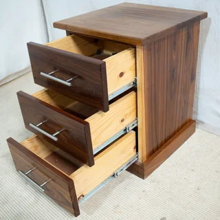 Solid Blackwood 3 Drawer Pedestal