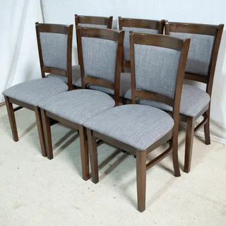 6x Afromosia Wood &amp; Upholstered Chairs