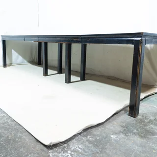 Chinese Solid Zelkova Wood 14-Seater Table &amp; 12 Chairs