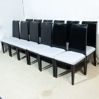 Chinese Solid Zelkova Wood 14-Seater Table &amp; 12 Chairs