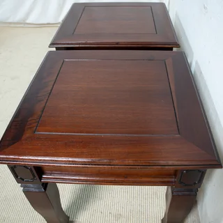 Pair of Quality Solid Meranti Square Side Tables