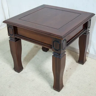 Pair of Quality Solid Meranti Square Side Tables