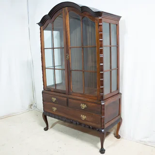 Solid Imbuia Gable Top Display Cabinet