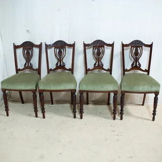 4x Edwardian Walnut Dining Room Chairs