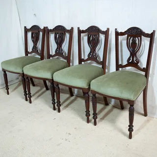 4x Edwardian Walnut Dining Room Chairs