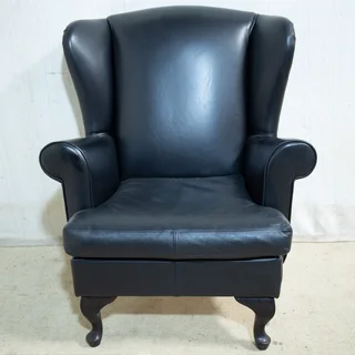 Black Fake Leather Wingback Chair