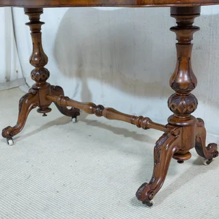 Victorian Walnut Serpentine Shaped Tall Side Table
