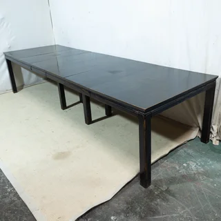 14-Seater Oriental Solid Zelkova Wood Extension Dining Table