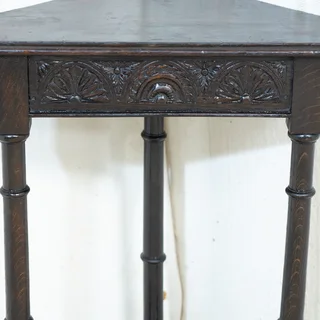 19thC Jacobean Style Oak Corner Table