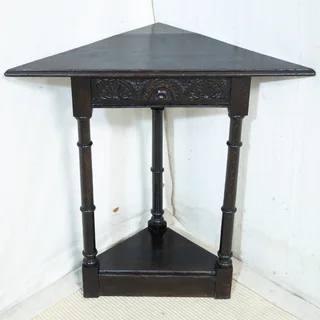 19thC Jacobean Style Oak Corner Table