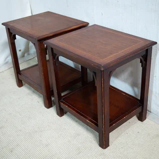 Pair of Mahogany 2-Tier Side Tables