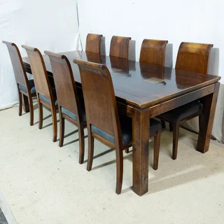 8-Seater Chinese Elmwood Table & Chairs