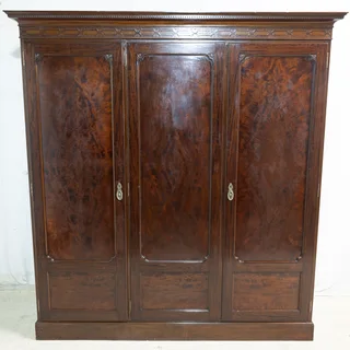 Edwardian Solid Mahogany 3-Door Wardrobe