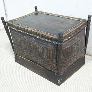 Wicker and Wooden Chest