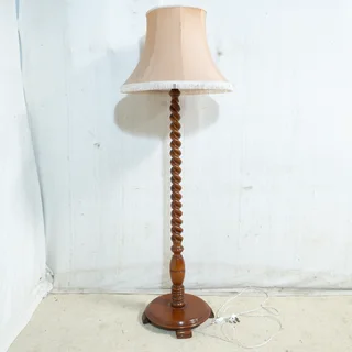 Teak Sugar Barley Twist Standing Lamp