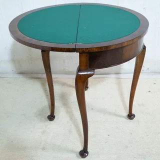 Walnut Half Moon Games Table