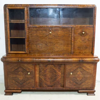 Art Deco Walnut Display Cabinet/Cupboard