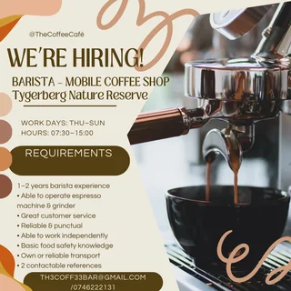 Barista Needed – Mobile Coffee Shop at Tygerberg Nature Reserve