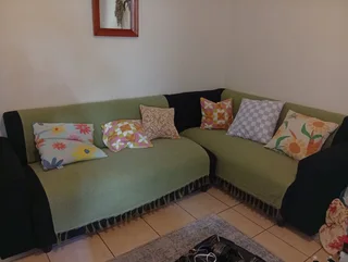 L Shape Couch - Black Corduroy