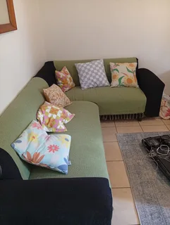 L Shape Couch - Black Corduroy