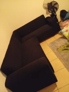 L Shape Couch - Black Corduroy