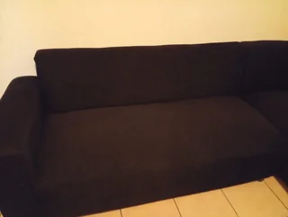 L Shape Couch - Black Corduroy