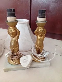 Available - Vintage Cherub Lamps on marble foot - Claremont