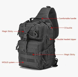 Black molle tactical backpack