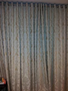 Custom champagne beige curtains with blockout 2 x drops
