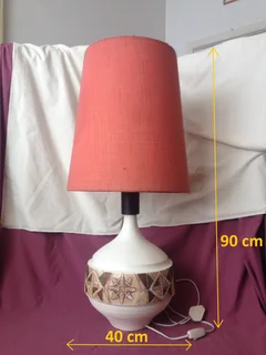 Large Ceramic Lamp & Shade (Very Old) - (Ref. G100) - (For Sale) - Price R550