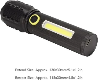 Rechargeable Cob &#43; LED Zoomable Flashlight